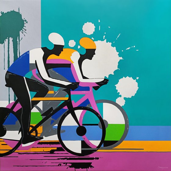 Bright Abstract Cyclists