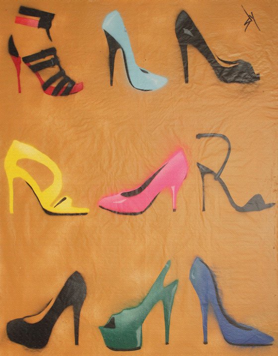 Sly heels (on a box canvas).