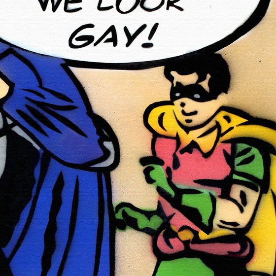BATGAY ON A BOX CANVAS.