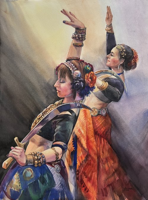 Saber dance. Dancing girls. Dancing painting by Natalia Veyner