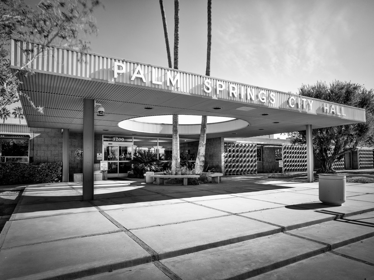 Photorealistic Cityscapes Photograph By Harv Greenberg, 40 X 30, Palm Springs City Hall Iii, Original Artwork