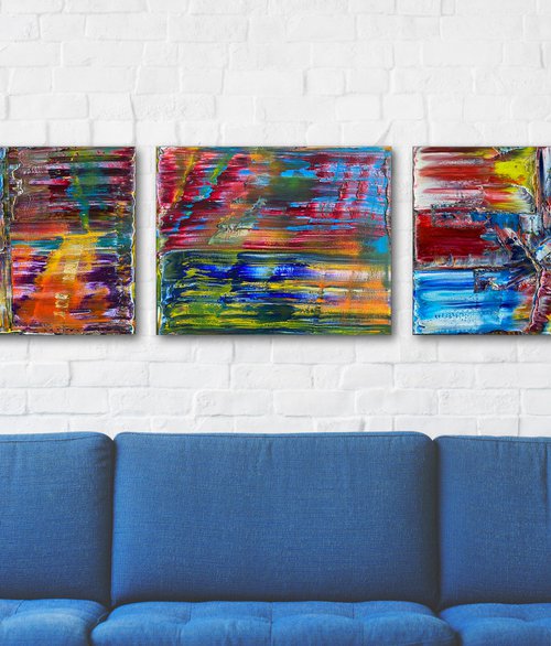 "You Know How We Do" - Save As A Series - Original PMS Oil Painting Triptych on Canvas- 60 x 16 inches by Preston M. Smith (PMS)