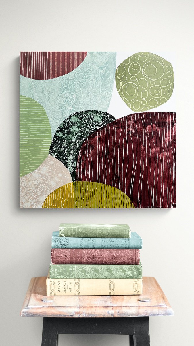 Geometric Abstract Acrylic Painting By Cristina Dalla Valentina, 16 X 16, Small Gatherings 4, Original Artwork