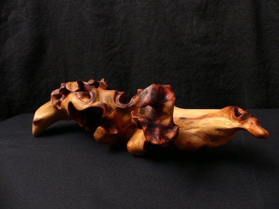 Emerging Phoenix - Abstract Wood Sculpture