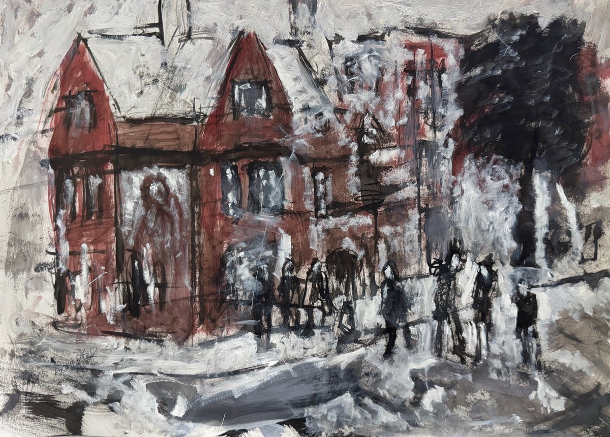 Surrealistic Abstract Painting By Ryan Louder, 22 X 16", The Old House, Original Artwork