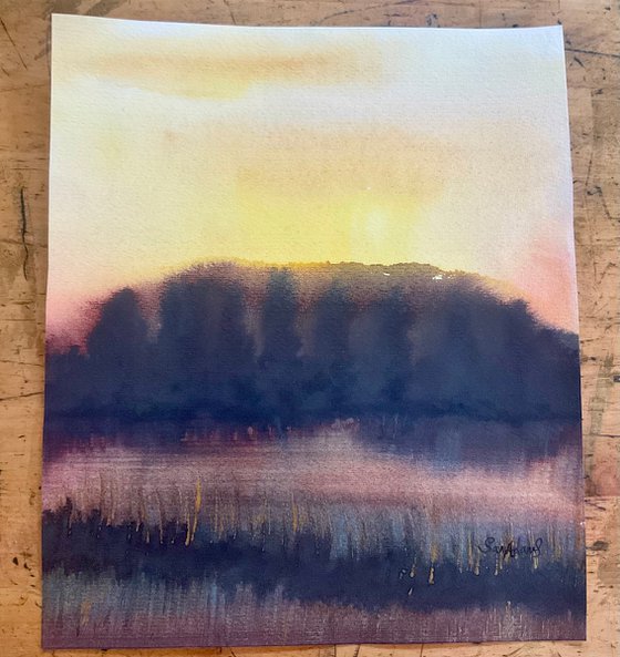 Turners Paddock lake Sunset, Stourhead