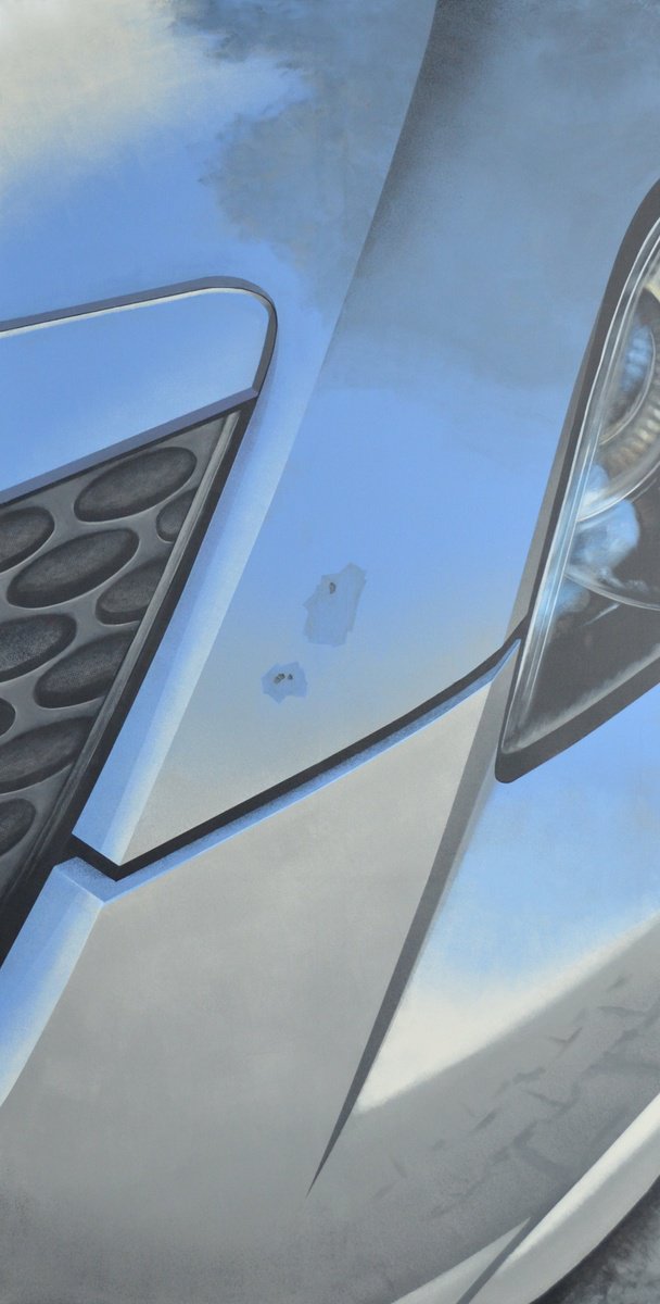 Photorealistic Abstract Acrylic Painting By Wojciech Sumara, 39 X 79", Bodywork Fracture Ii, Original Artwork