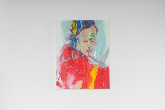 beautiful face portrait painting emotional figurative acrylic abstract wall art