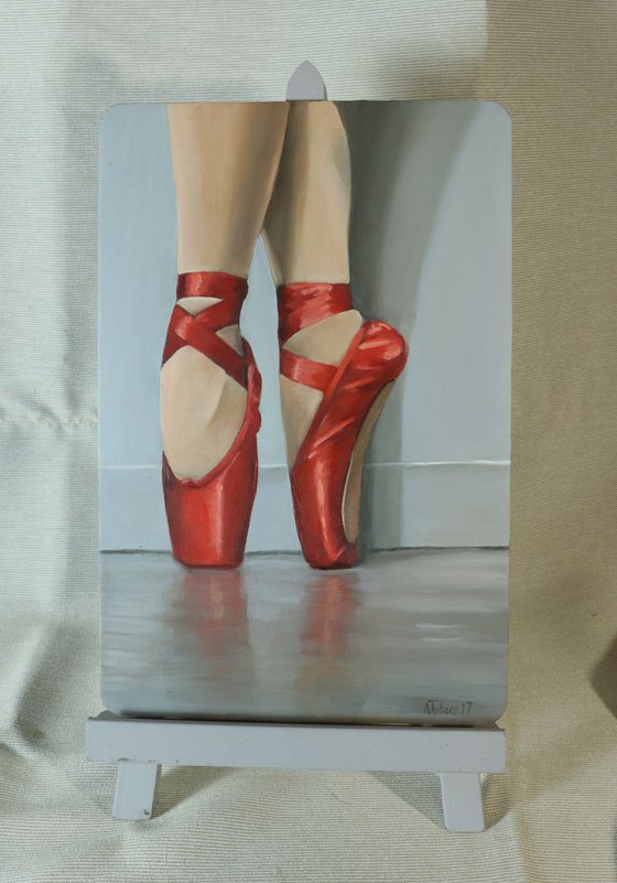 Red Ballet Shoes, Ballet Painting, Ballerina, Dance, Framed and Ready to Hang, Wizard of OZ