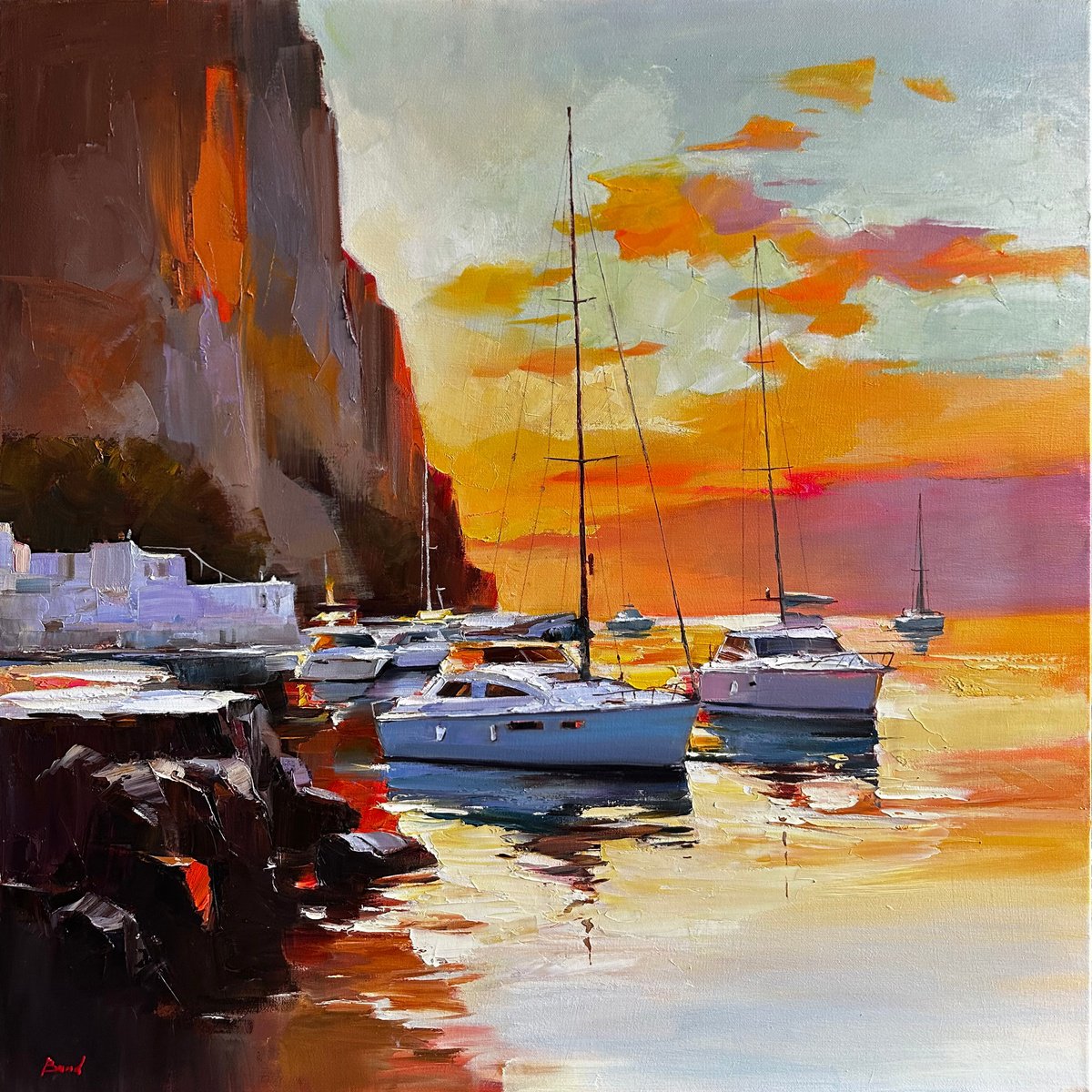 Impressionistic Landscape Oil Painting By Tetiana Bond, 31 X 31", In The Arms Of Light, Original Artwork