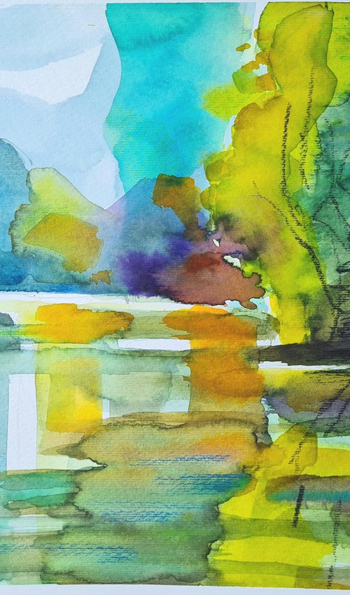Reflections in the sunshine 25x35cm by Simon Tünde