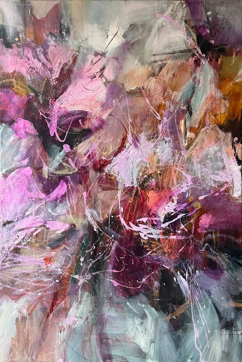 Organic Abstract Acrylic Painting By Anna Rolskaya, 39 X 59, Vivid Dreams, Original Artwork