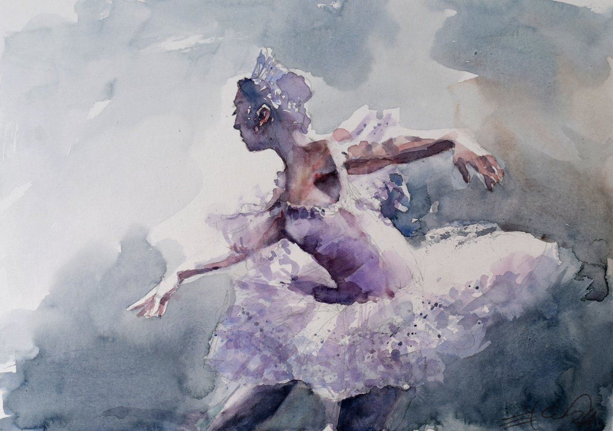 Ballerina dreaming by Goran Zigolic Watercolors