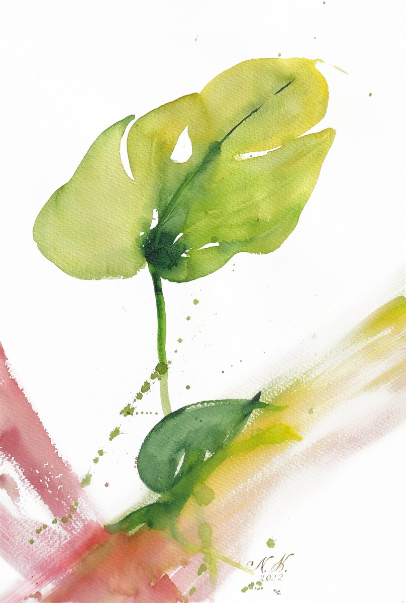 Home. Floral shades. A series of abstract original watercolours. by Nataliia Kupchyk