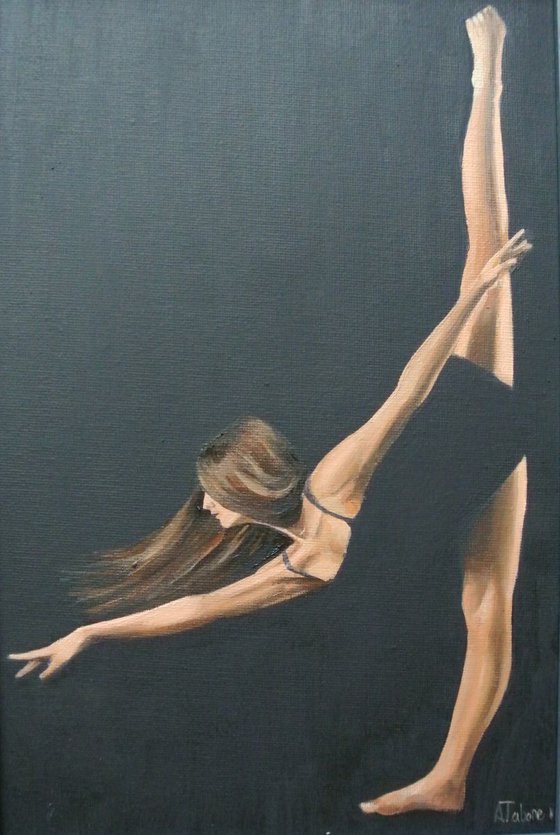 Dancer in the Dark, Ballet Shoes, Ballet Painting, Ballerina, Dance, Framed and Ready to Hang