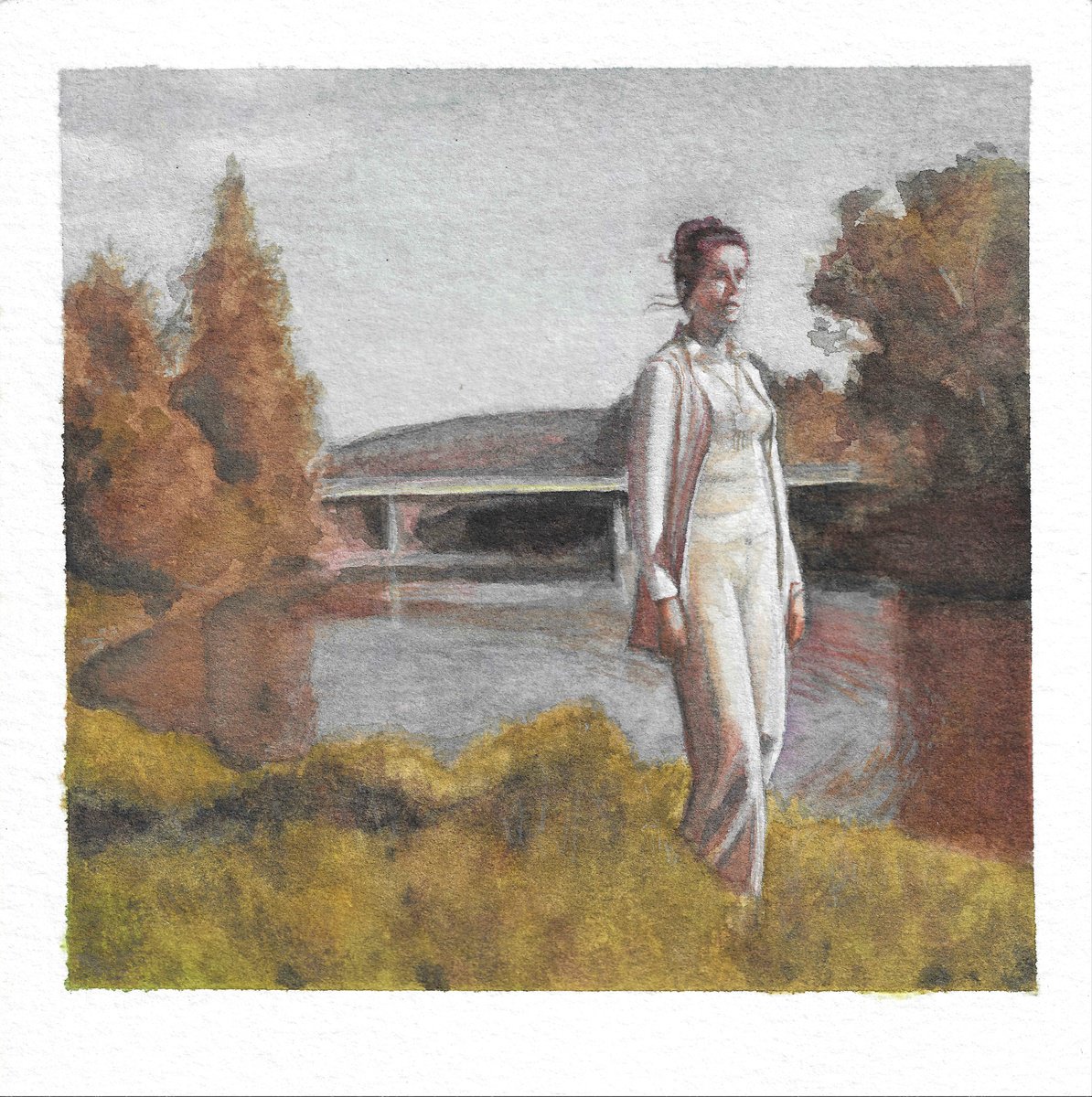 Impressionistic Portrait Watercolour By Andromachi Giannopoulou, 6 X 6, Breeze, Original Artwork