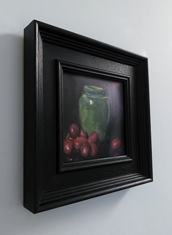 Still Life Impressionist Pot with Grapes