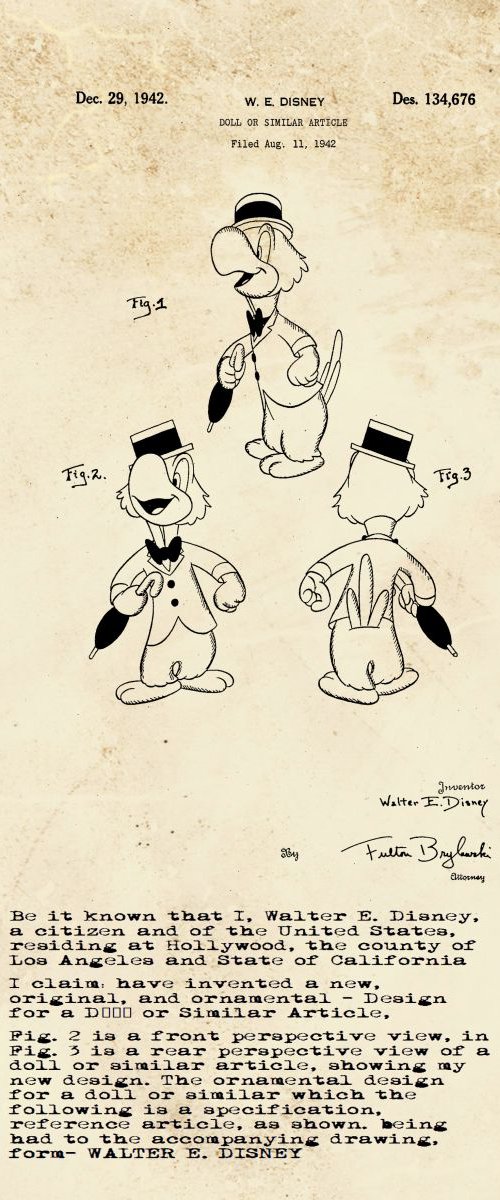 Disney character patent - Parrot - Sepia - Circa 1942 by Marlene Watson