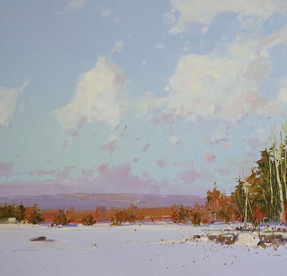 Winter in New Hampshire, oil painting, One of a kind, Signed, Handmade artwork