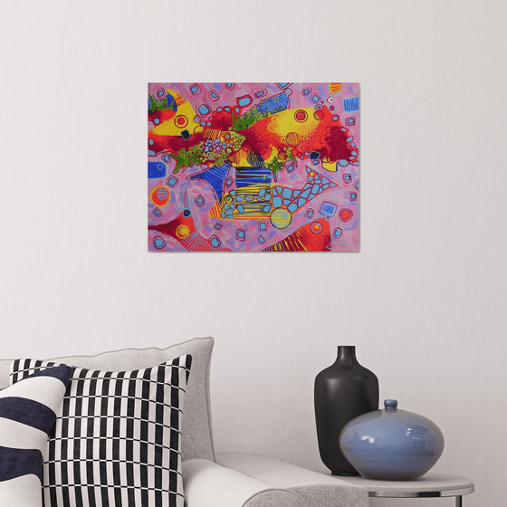 "Fantastic fish" Original painting Oil on canvas Abstract Home decor
