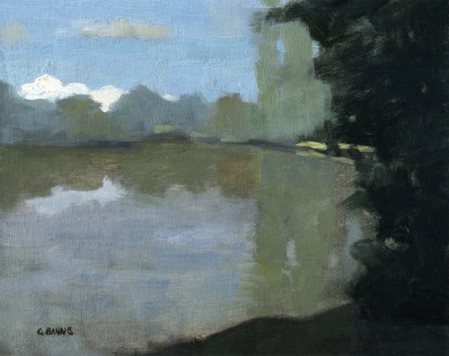 Early Morning by the Lakeside, impressionist painting by Gav Banns