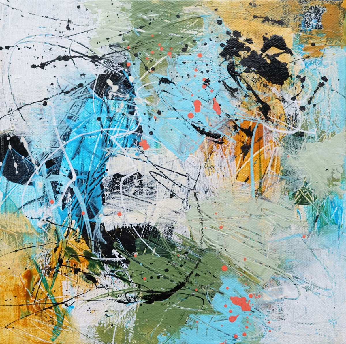 Abstract Acrylic Painting By Vera Hoi, 9 X 9", "Abstract 7", Original Artwork