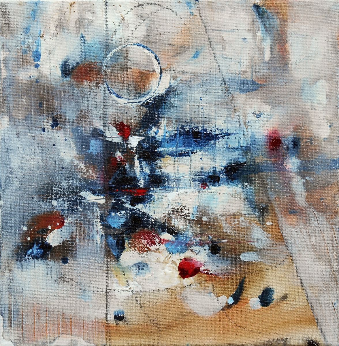 Abstract Painting By Cynthia Ligeros, 8 X 8, Reveal, Original Artwork