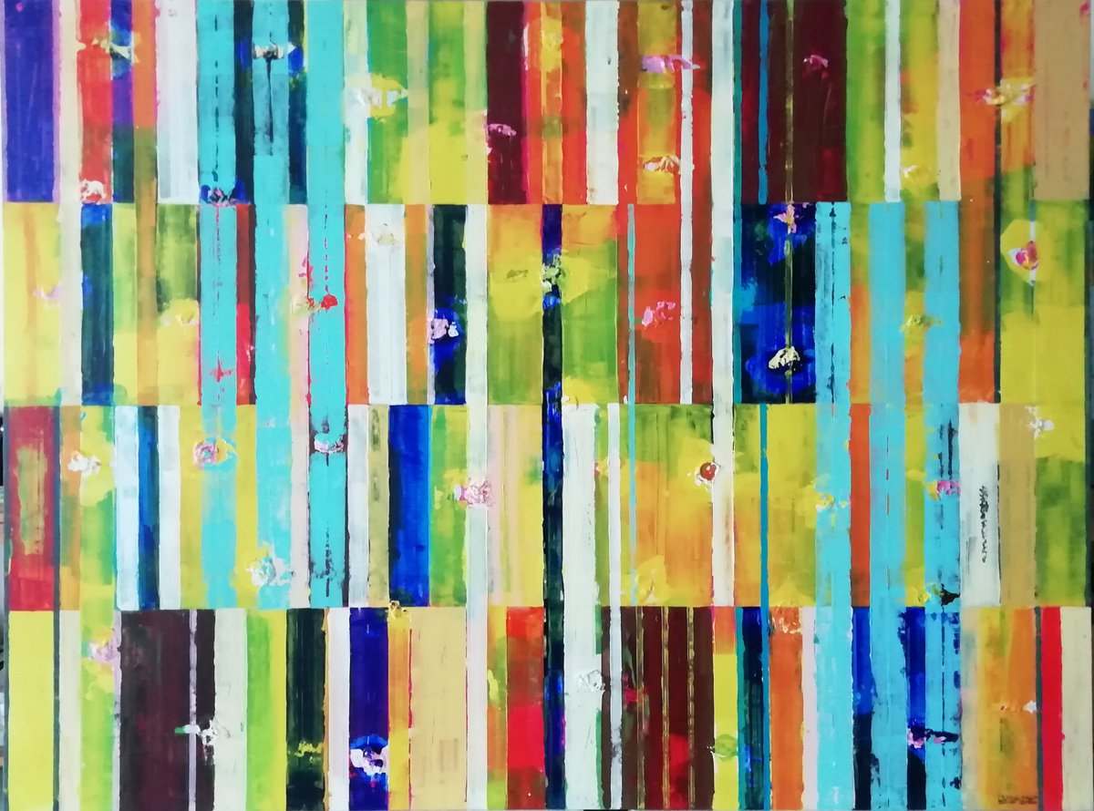 Organic Abstract Acrylic Painting By Francisco Santos, 79 X 59, Aphrodite 4, Original Artwork