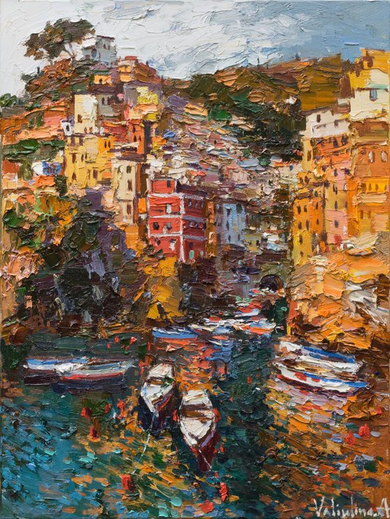 Riomaggiore, Cinque terre - Italian Landscape painting