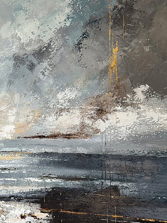 Where Silver Skies Meet Firelight-seascape
