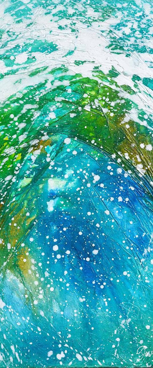 Refresh Me - Water Wave Abstract Blue Green Teal White by Gwen Duda