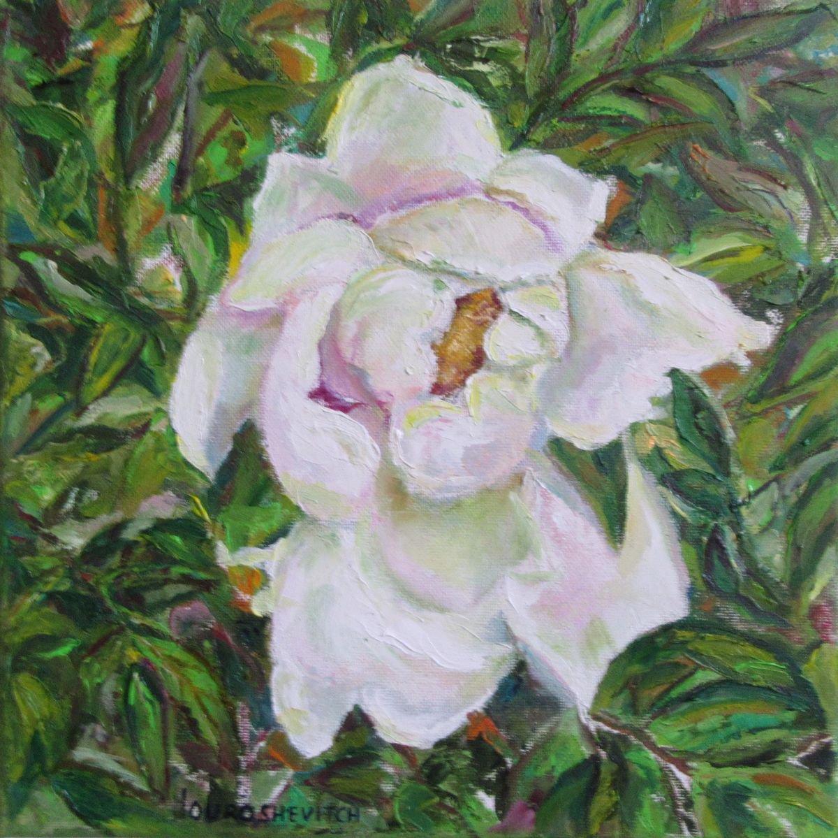 Original Oil Painting of a Tree Peony Romantic one of a kind Impressionistic Blooming flow... by Katia Ricci