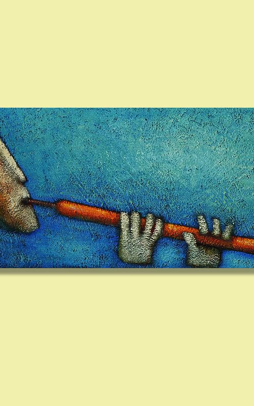 Aqua Oboe ( 100cm x 30cm) by Zhana Viel