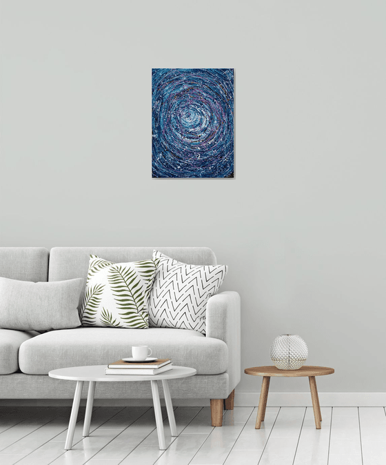 Abstract Star Trails Pollock Inspired Painting on Canvas - 18 "X 24" X 0.5"