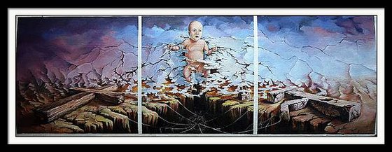 “The Exodus”Triptych on Wood