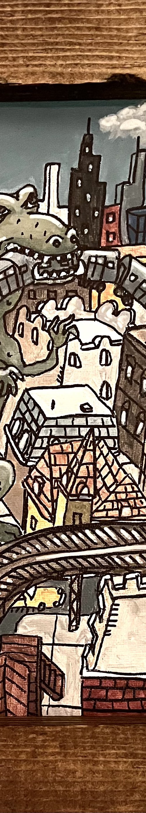 Godzilla attacks Chicago by Art of Aaron Wooten