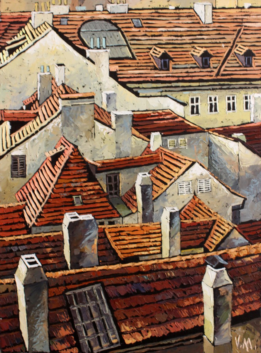Roofs of old Prague-1 by Volodymyr Melnychuk