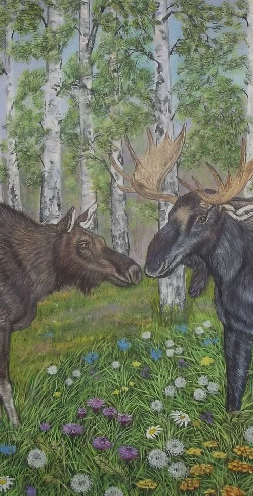 Kissing Moose by Sofya Mikeworth
