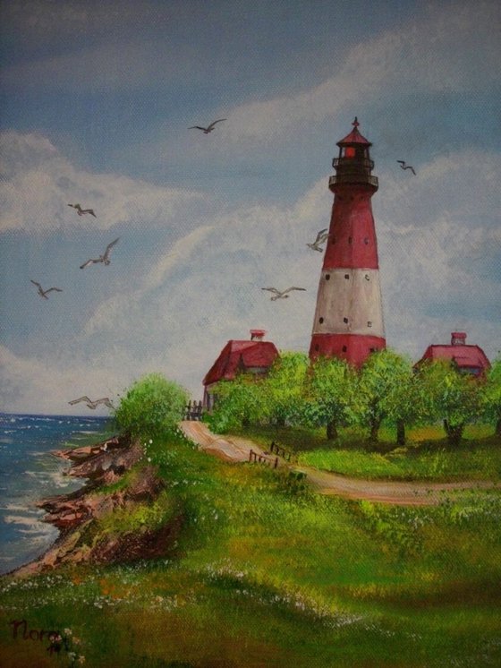 "Lighthouse" original acrylic painting on canvas, 30x40x2cm