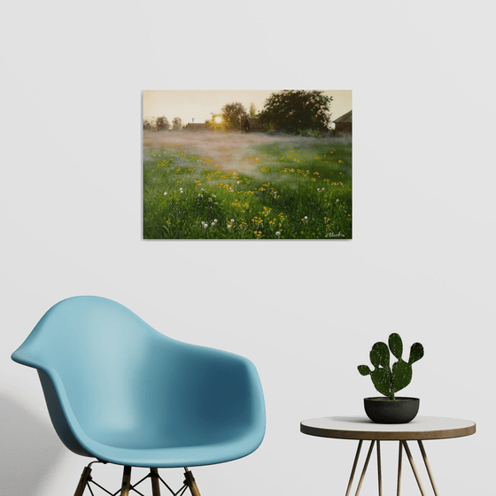 Misty Meadow at Sunrise