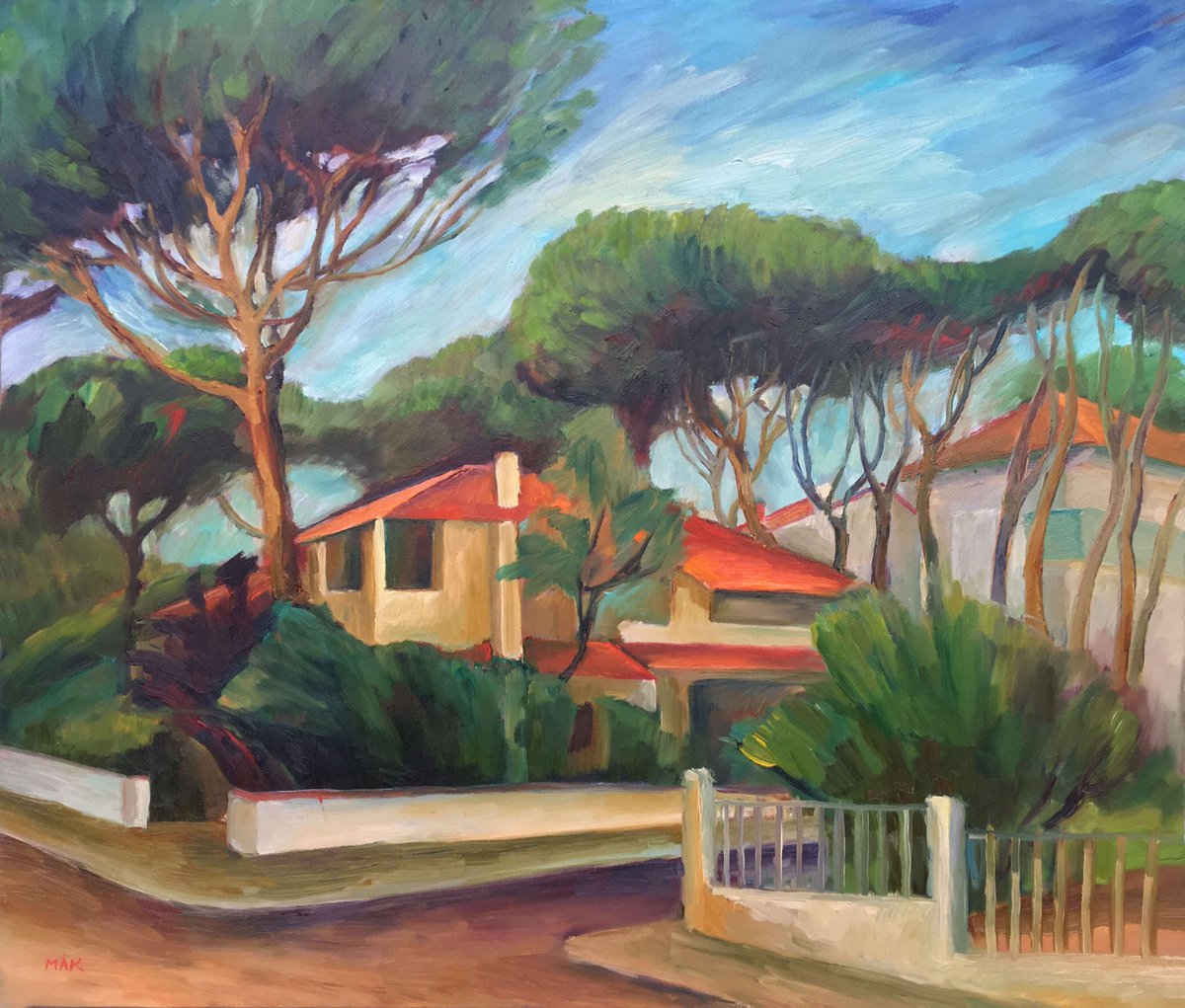 ITALY. LIDO DI SPINA. IN THE SHADOW OF THE PINES - beautiful landscape oil painting with I... by Irene Makarova