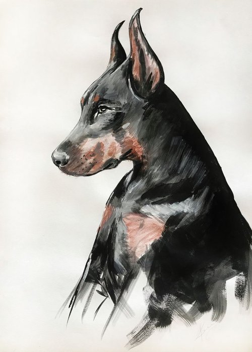 Doberman, pet portrait by Leysan Khasanova