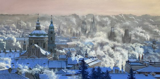 Frosty morning. Prague.