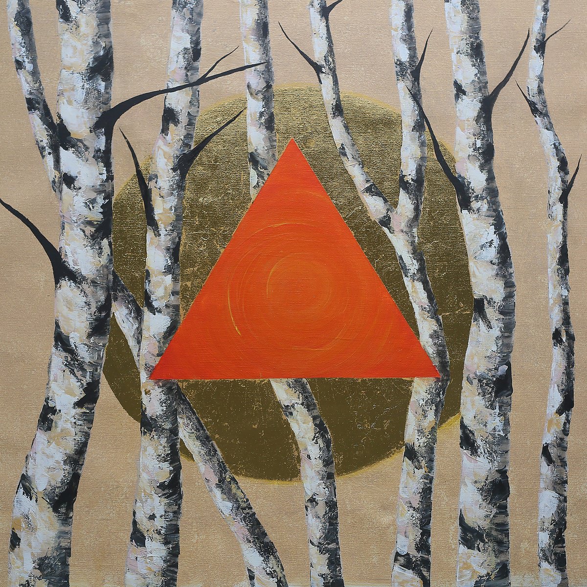 Geometric Abstract Acrylic Painting By Alena Khokhlova, 39 X 39, Portal The Gates To The Sun, Original Artwork