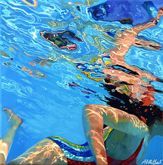 Underneath XLV - Miniature swimming painting