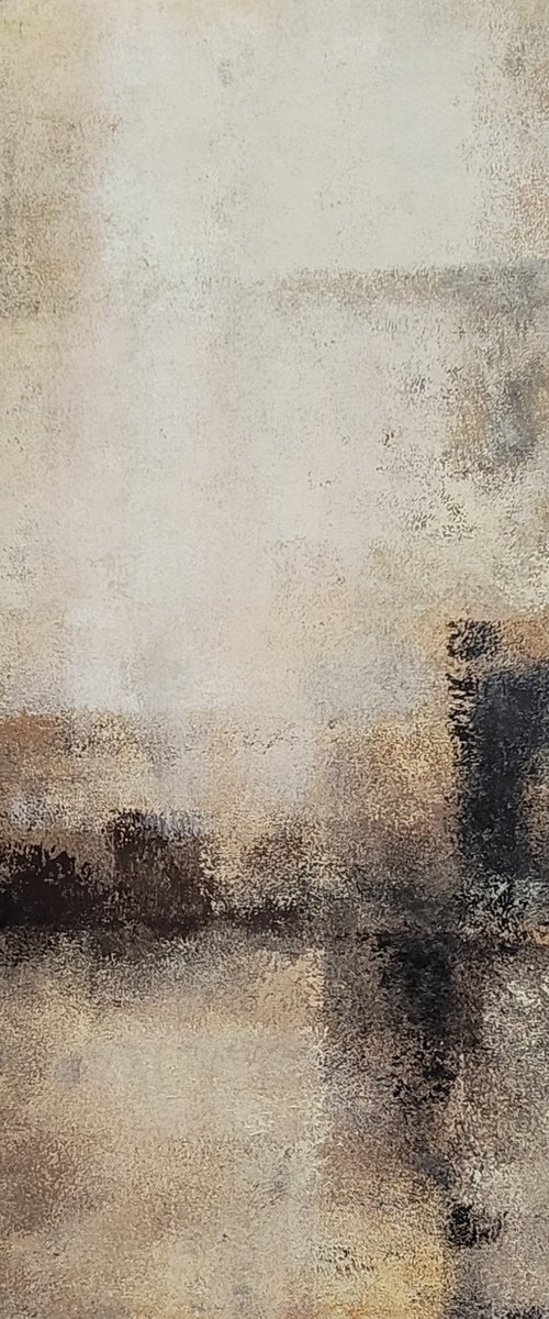 Shadows, 50*70cm, abstract acrylic painting, beige brown, interior wall art b by Tatyana Kirikova