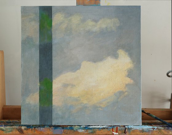 Yellow green clouds, Framed