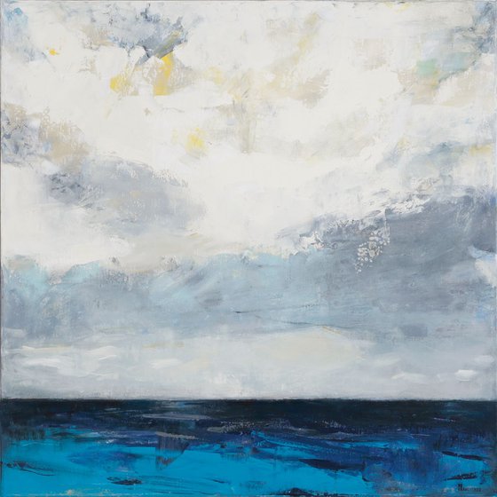 Blue Ocean 30x30" 76x76cm Contemporary Art by Bo Kravchenko