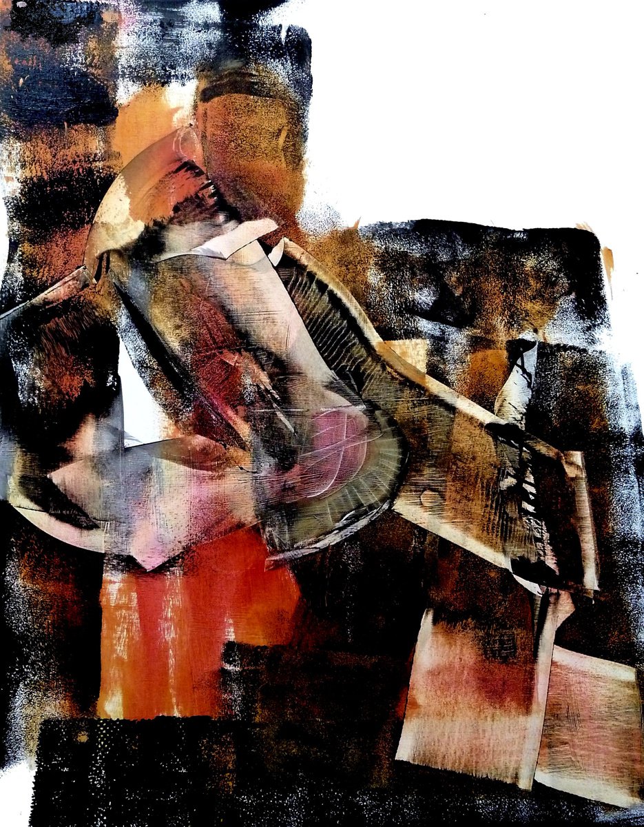 Expressive Abstract Acrylic Painting By Newel Hunter, 48 X 60", Descent, Original Artwork