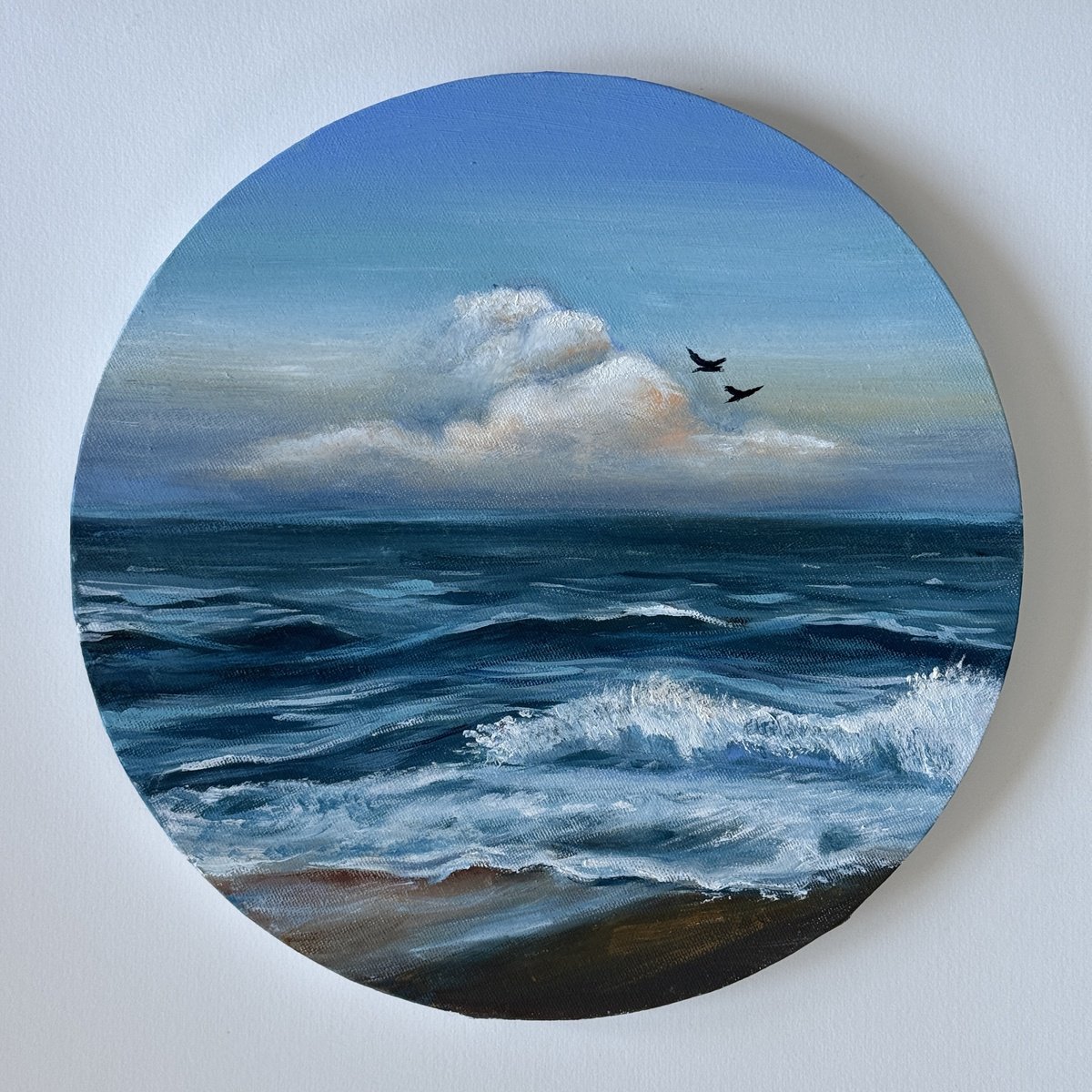 Photorealistic Oil Painting , Evening Waves By Irina Ponna, 12 X 12, Artwork For Sale On Artfinder